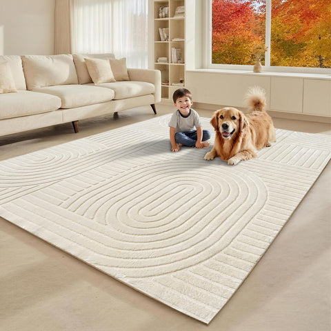 MATIIUI rug being vacuumed showing easy-care maintenance advantage