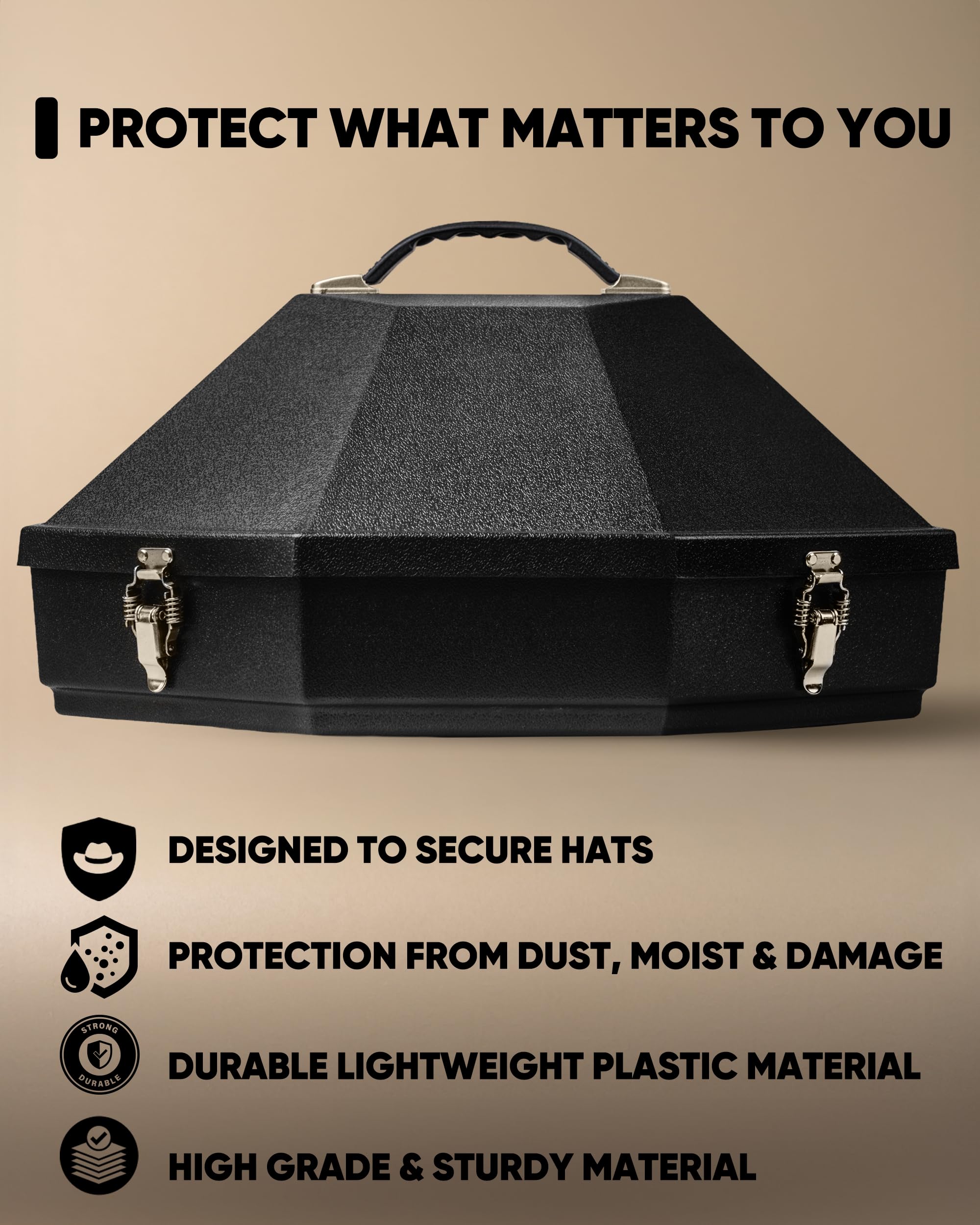 Mavericrest interior with adjustable hat rest securing crown for travel protection
