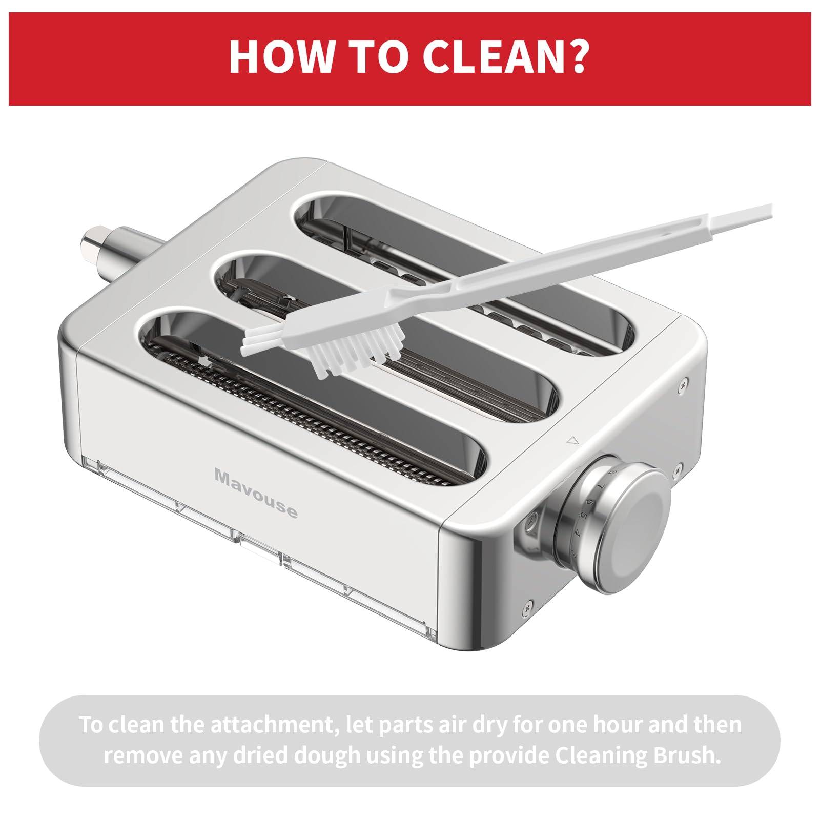Mavouse cleaning brush and user manual included for easy dry maintenance and care