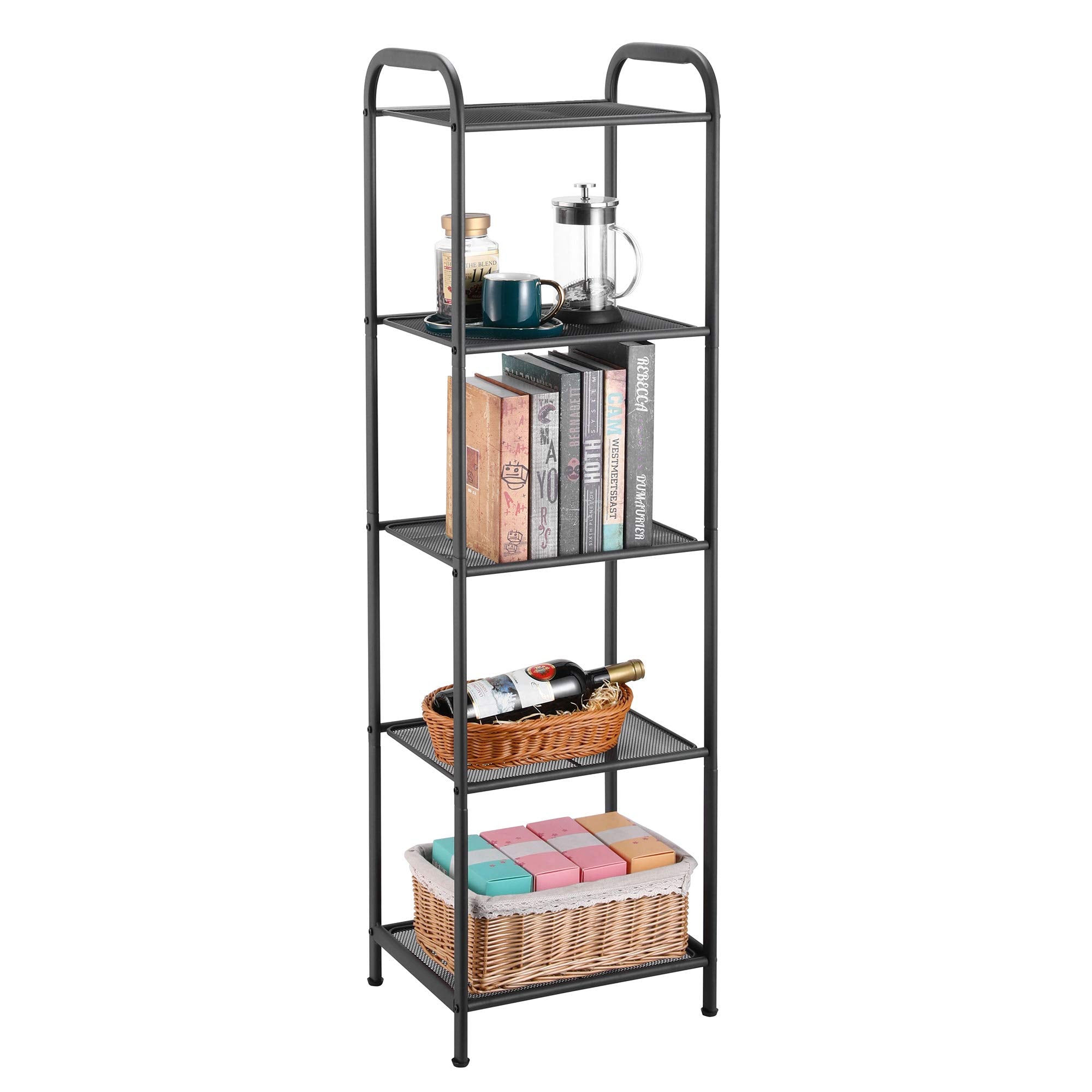 MAX Houser shelf next to books showing scale and multi-tier storage capacity