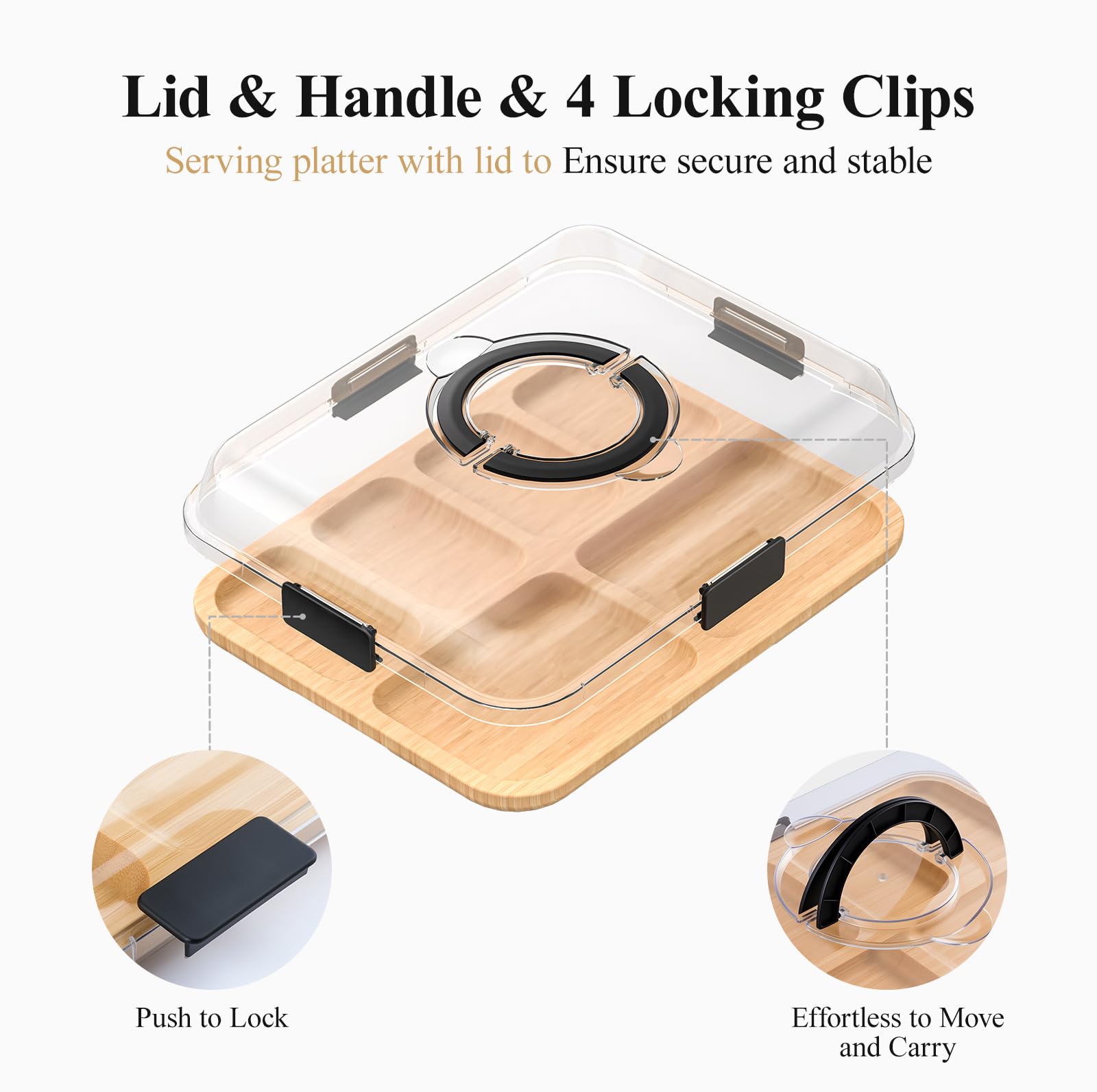 Maxboro tray with six compartments neatly arranged with meats and cheeses
