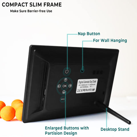 MAXCULUX power adapter and internal battery, ensures backup and continuous timekeeping