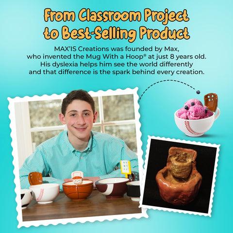MAX'IS Creations in-use photo with child tossing snacks benefit: promotes active table play