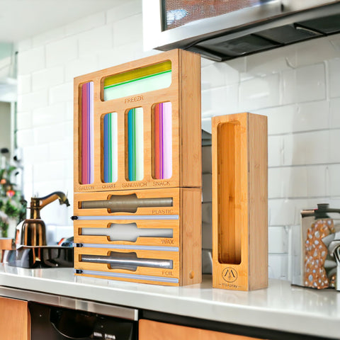 Maxpray bag organizer hung in pantry for space-saving storage