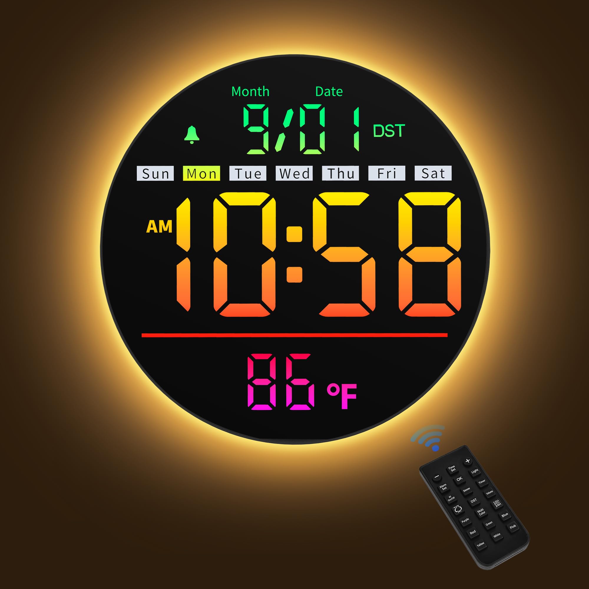 Maxstar front display showing bright time and color options for easy reading