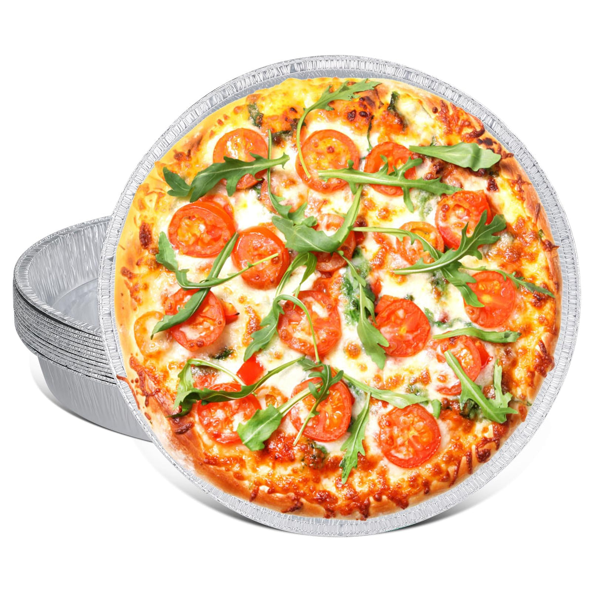 MAXTBEE front view of 12 pack of pans showing size and convenience