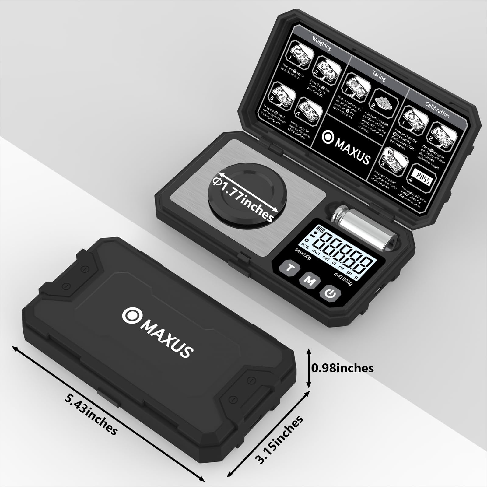 MAXUS weighing a ring to demonstrate precise jewelry measurement