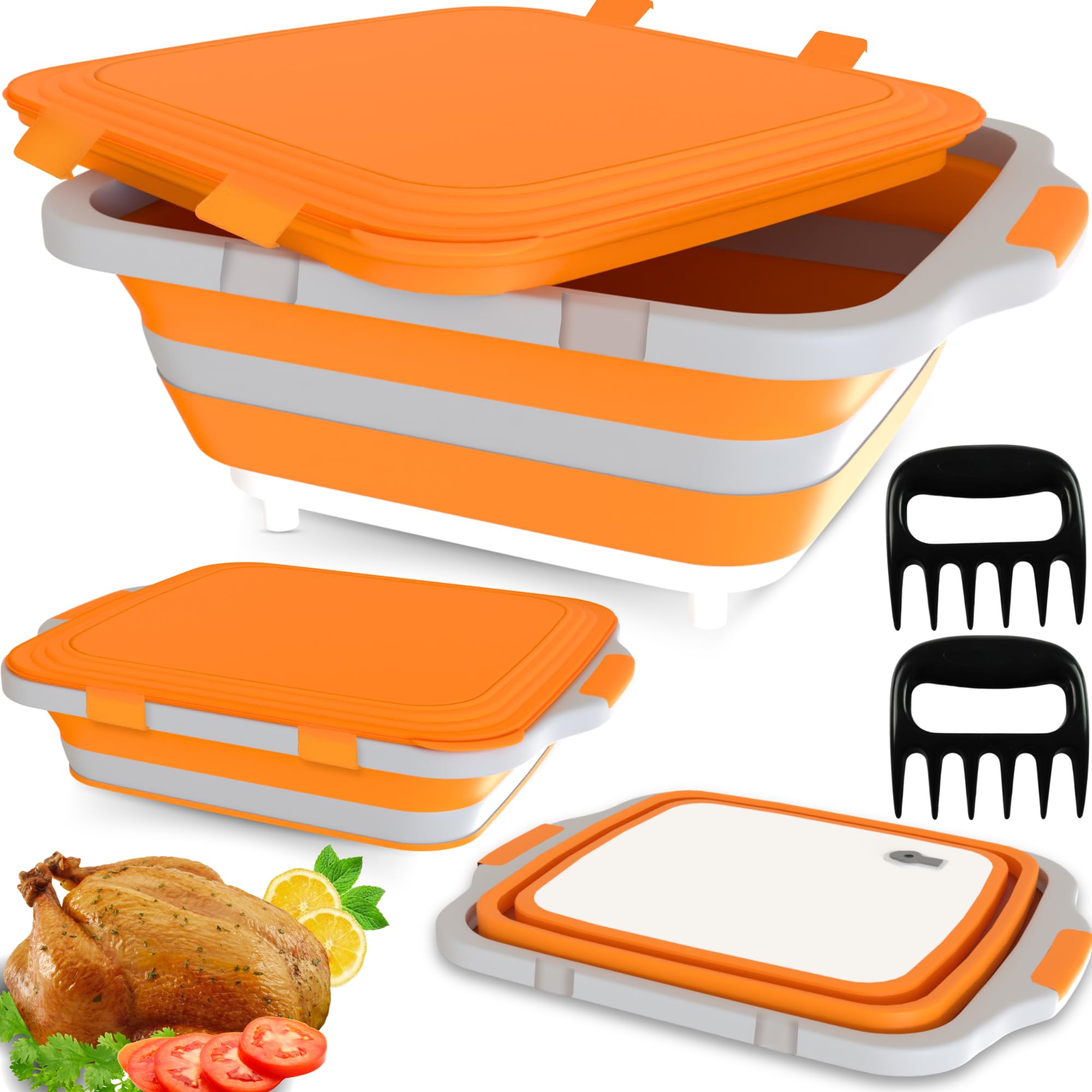 MAYALEAD prep tub front view showing orange collapsible basin and lids for easy prep