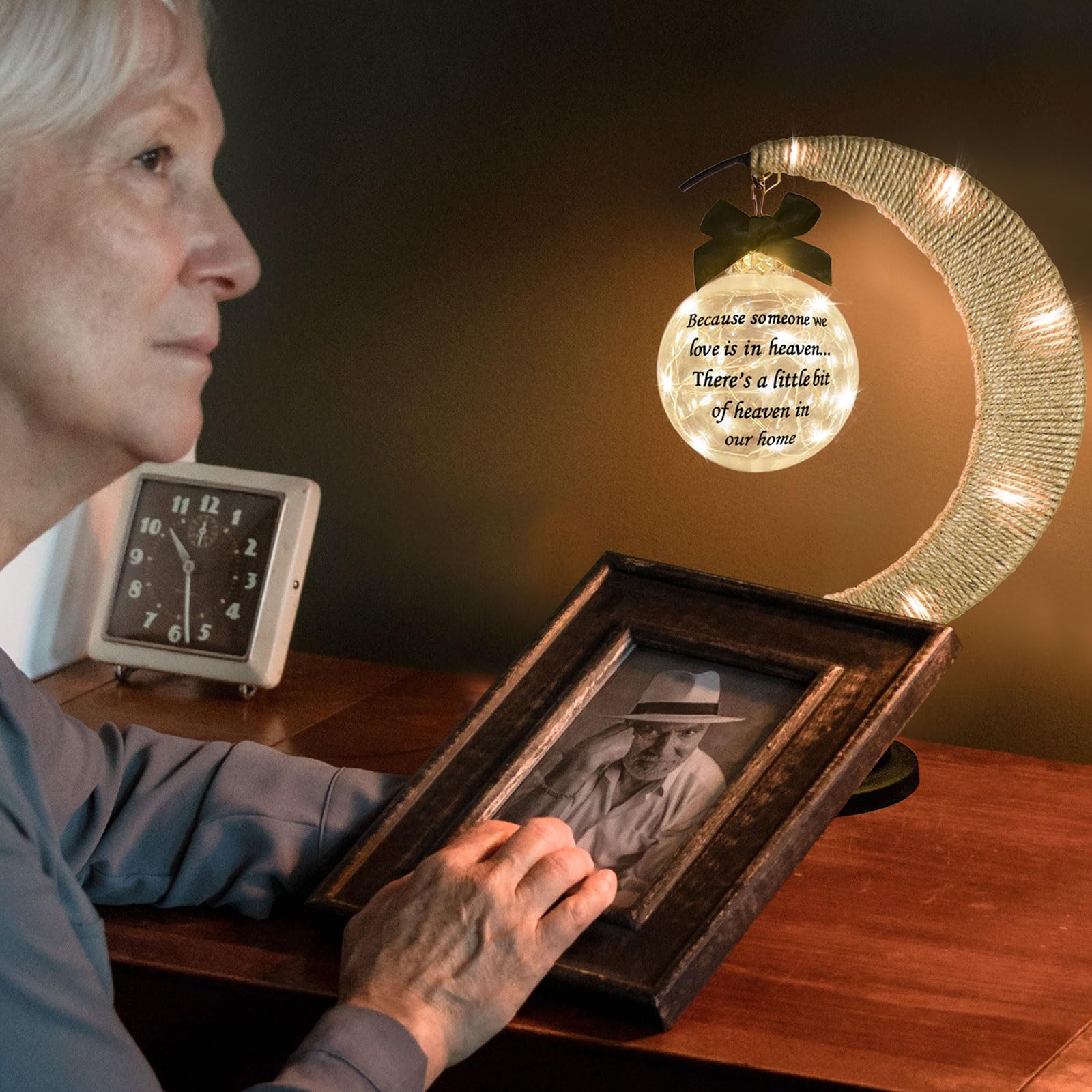 Mayamila lamp in bedroom providing warm light for quiet remembrance