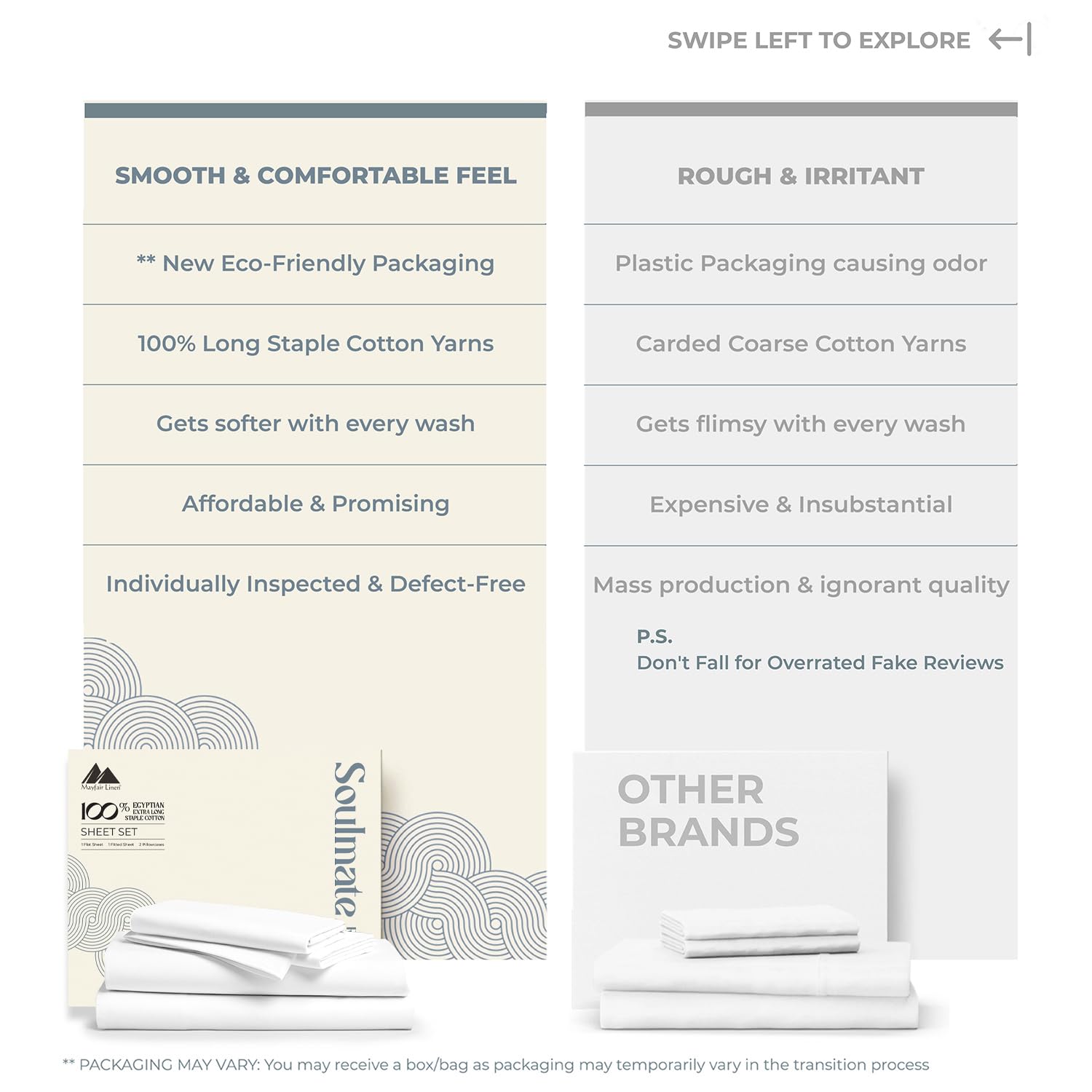 Mayfair Linen fitted sheet deep pocket detail showing 16 inch depth to fit thicker mattresses