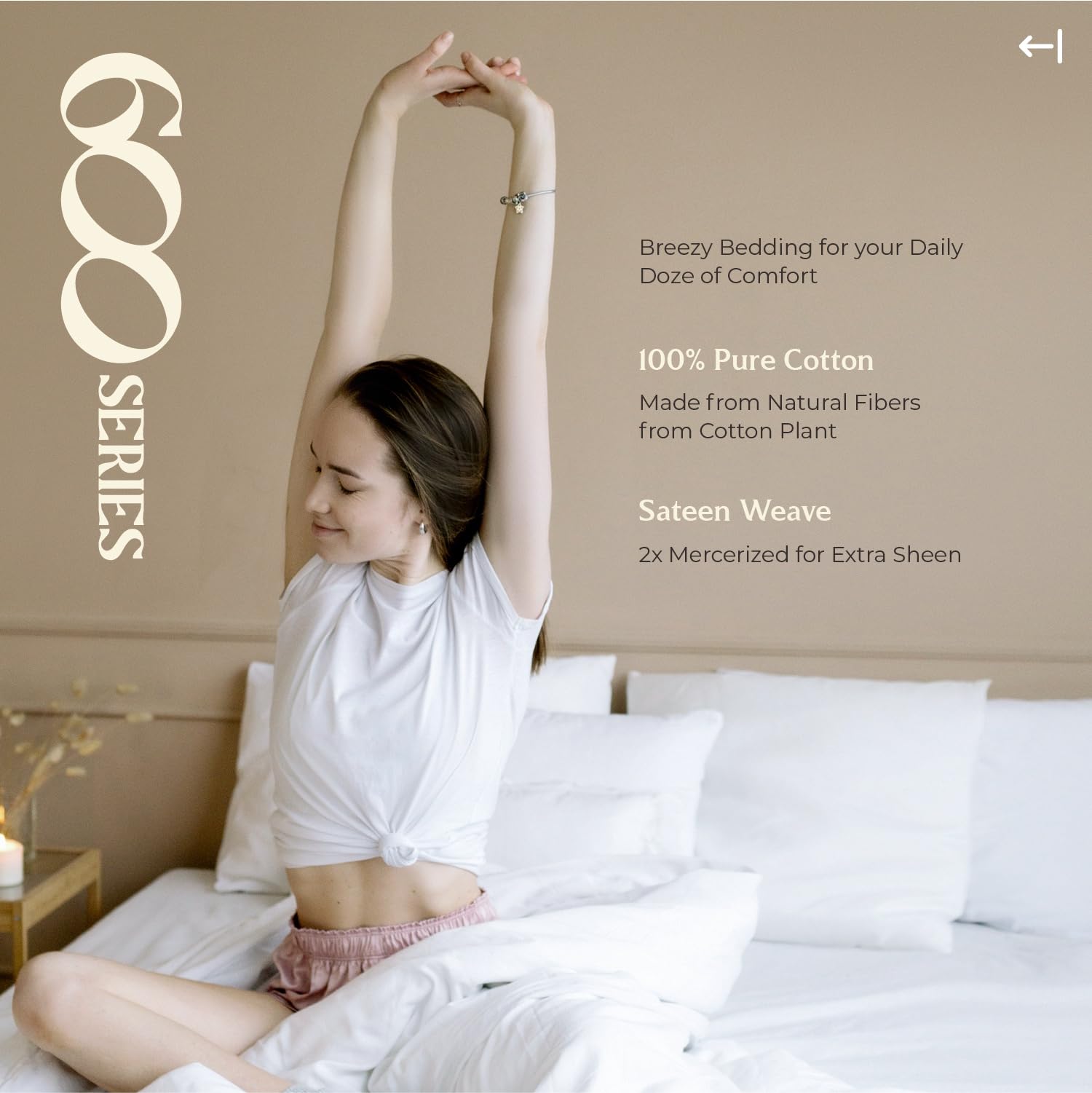 Mayfair Linen queen bed with sheets showing scale and hotel-style look benefit