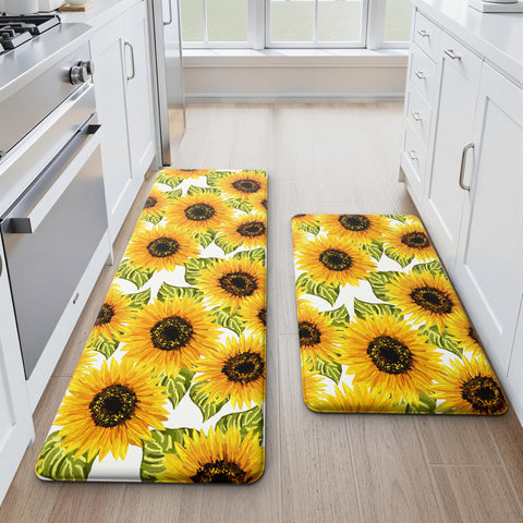 MAYHMYO front view showing vibrant sunflower print and welcoming decor benefit