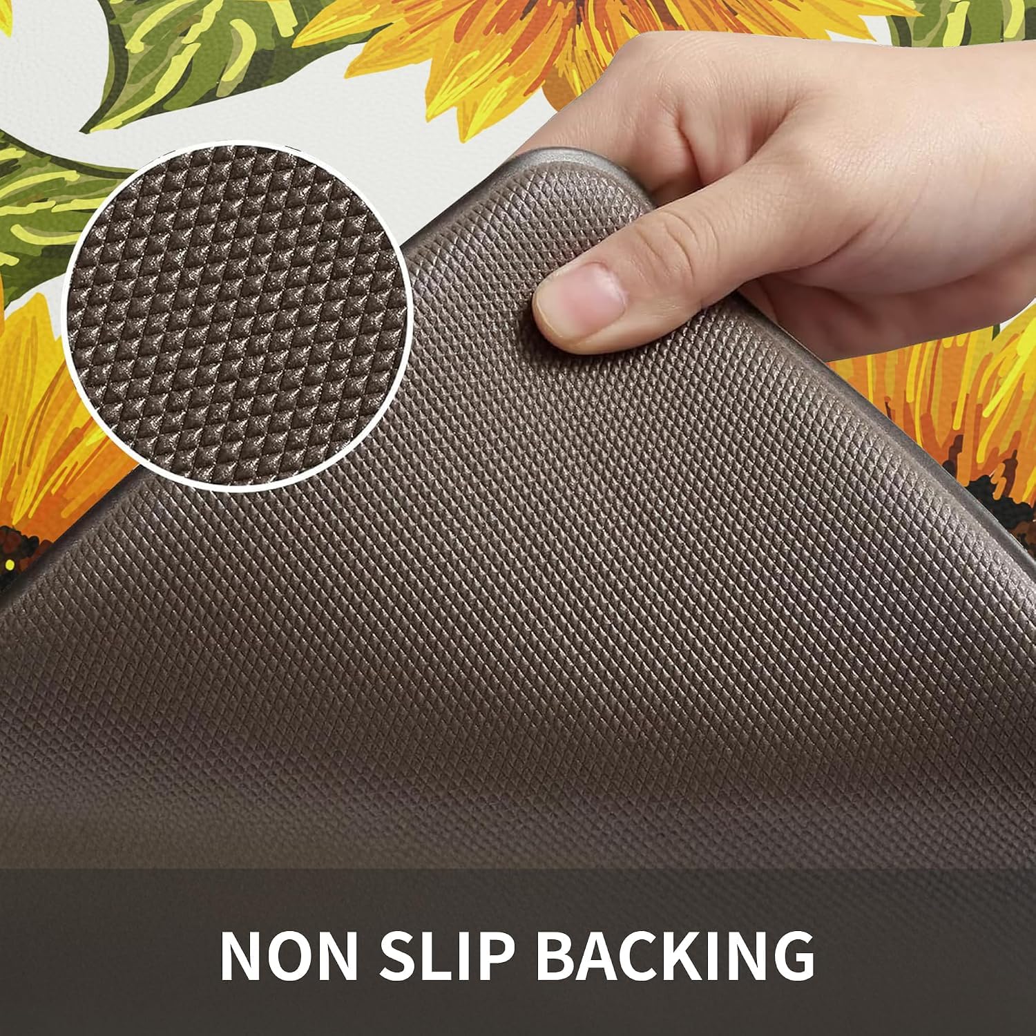 MAYHMYO mat in use at kitchen sink providing anti-fatigue support