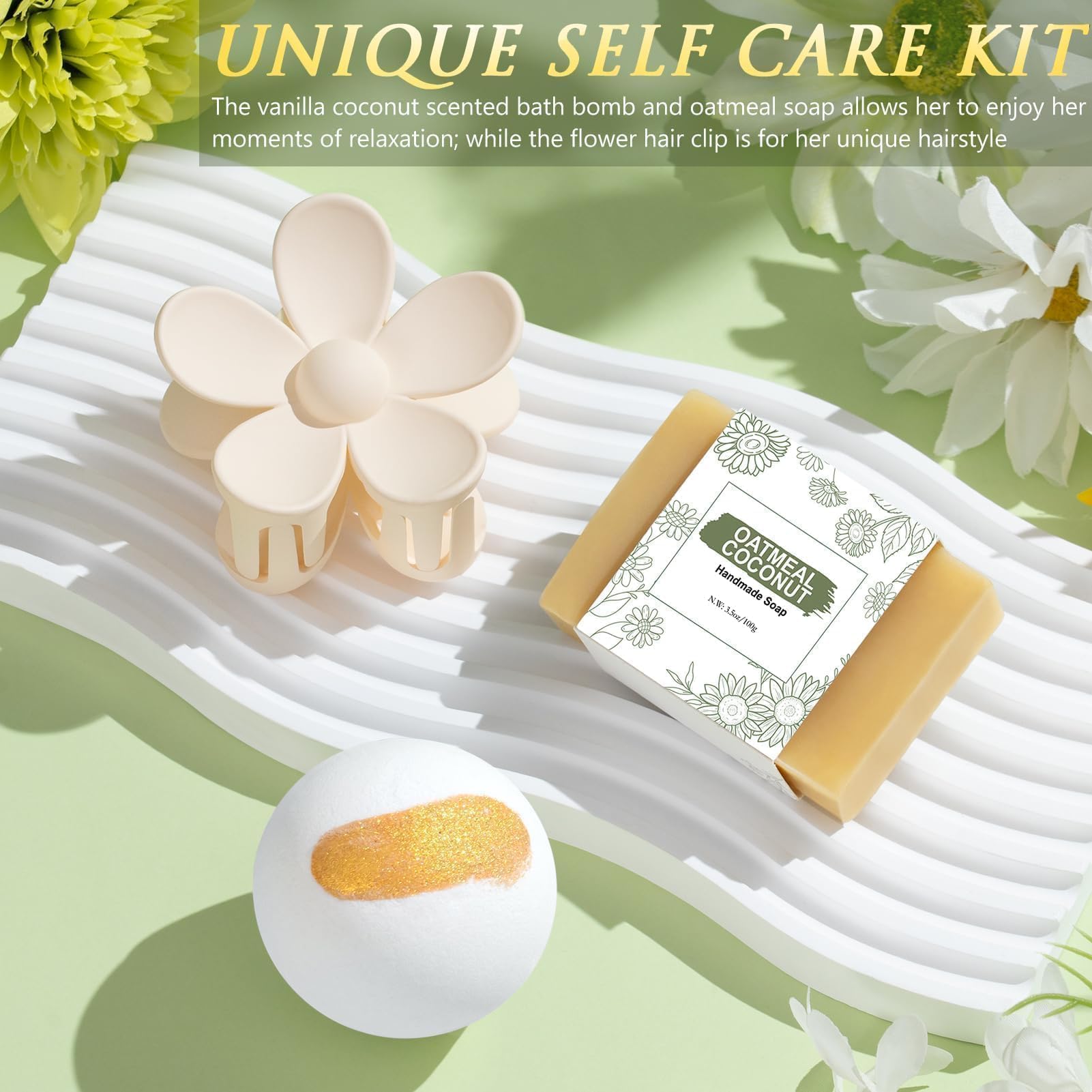 MAYICIVO flower hair clip with handmade soap presenting practical daily use
