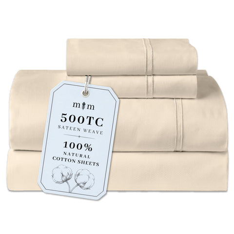 Mayil Manor front packaging showing cream beige queen set and neat presentation benefits tidy storage