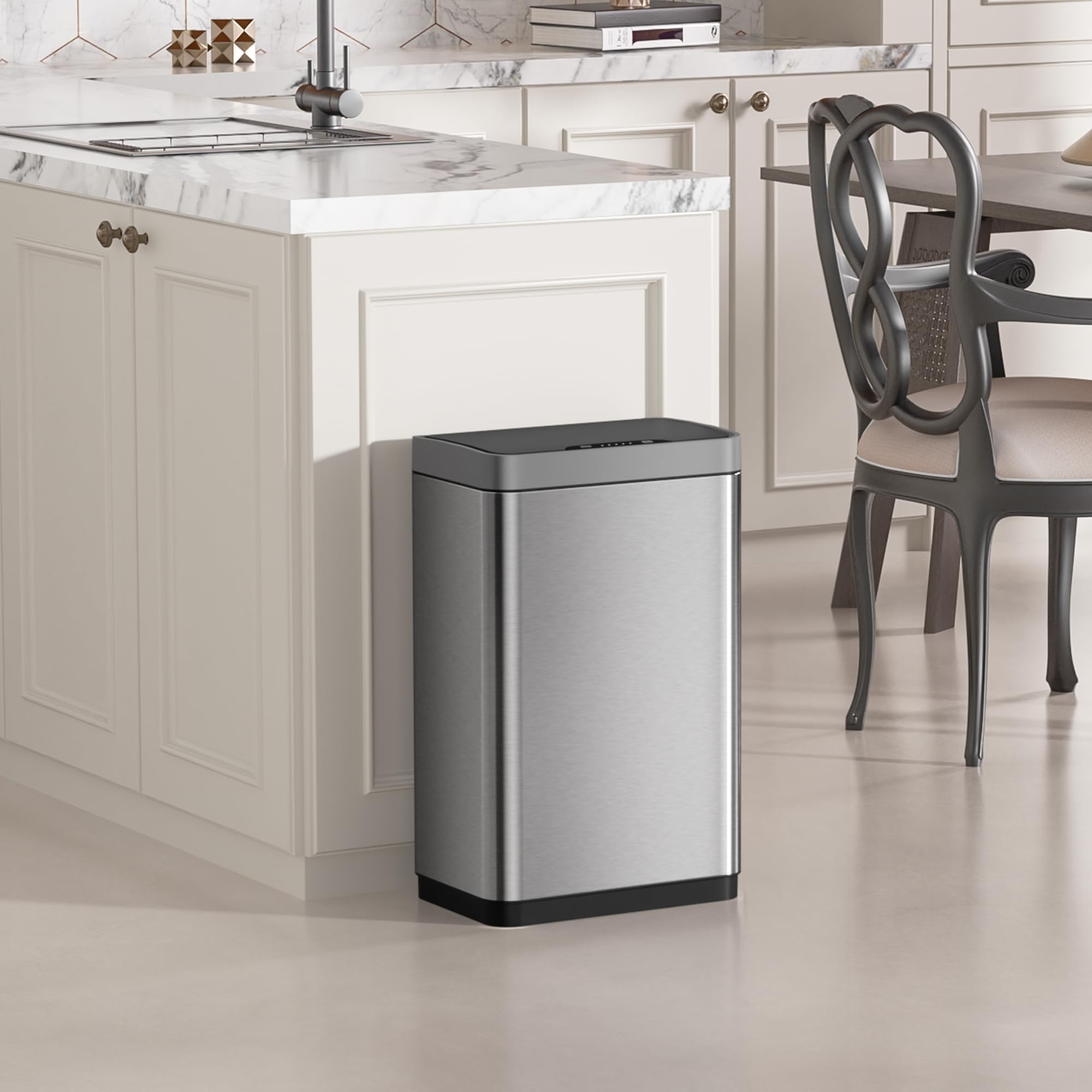Mbillion lid open with motion activation demonstrating hands-free convenience