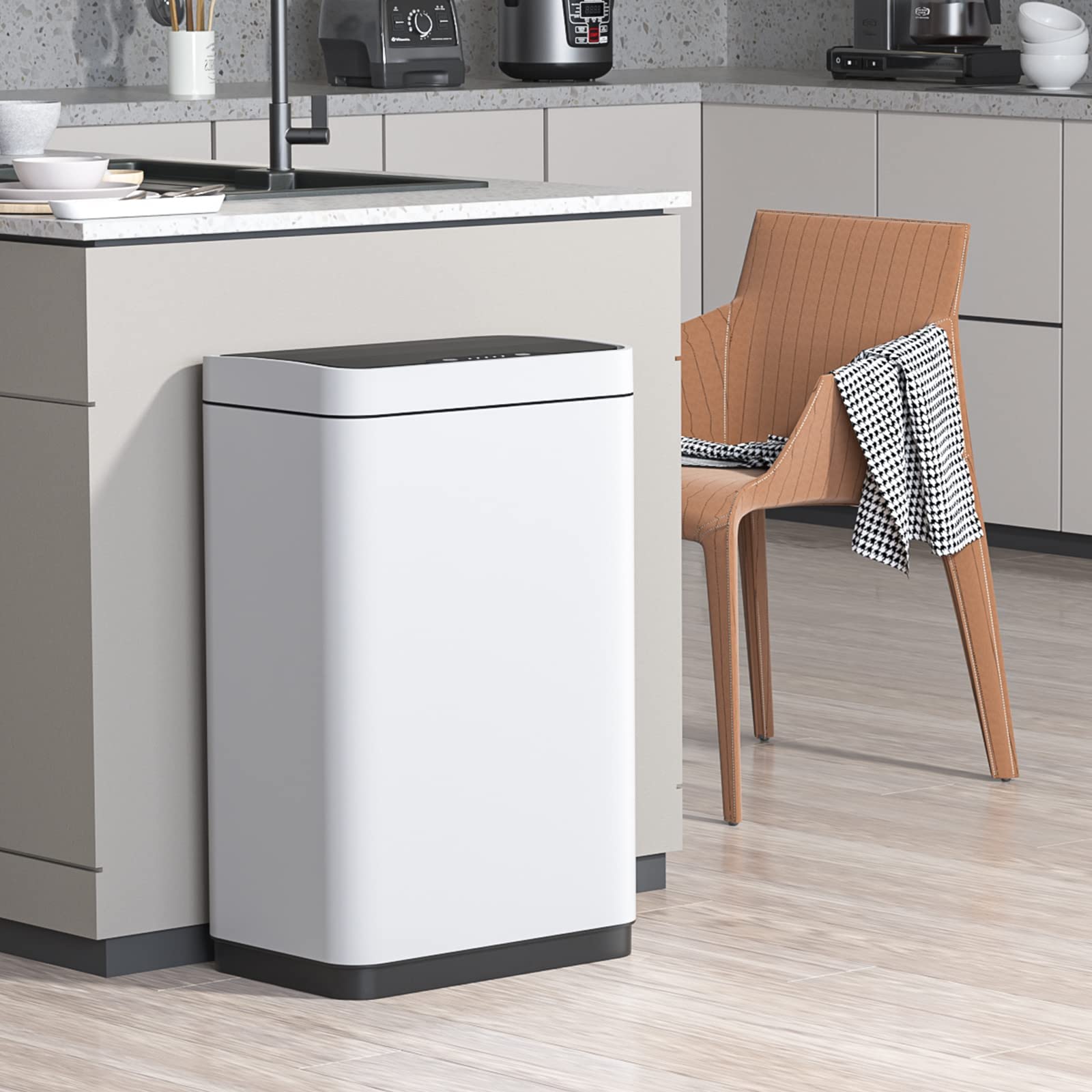 Mbillion lifestyle kitchen setting showing modern look and quiet, convenient waste disposal