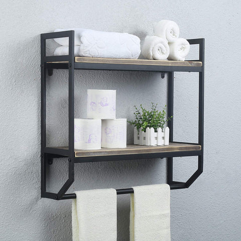 MBQQ front view of 2-tier towel rack showing clean storage benefit