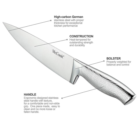 Close-up of McCook blade edge highlighting sharpness and clean cutting performance