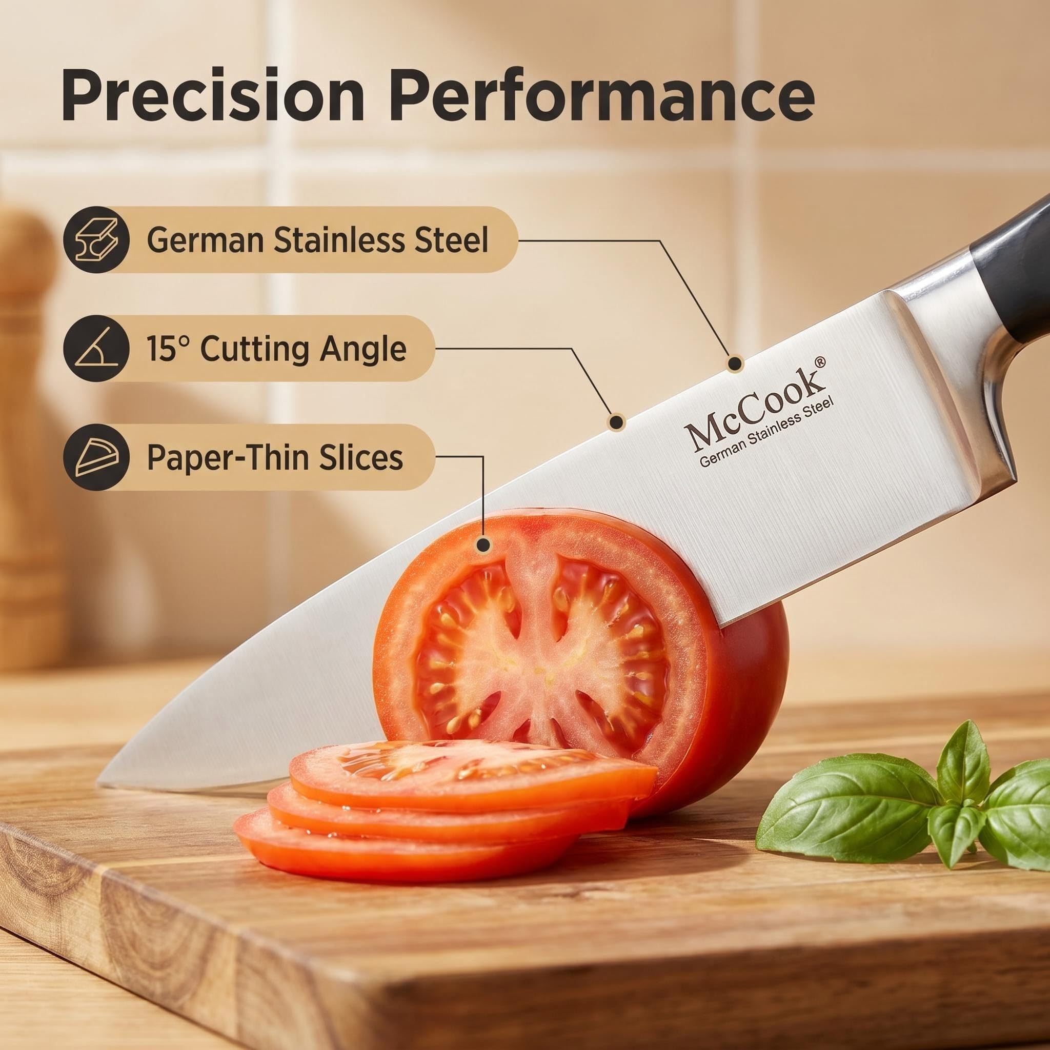 McCook built-in sharpener demonstration for fast, on-demand edge maintenance