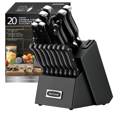 McCook front view of 20-piece knife block showing organized storage and convenience