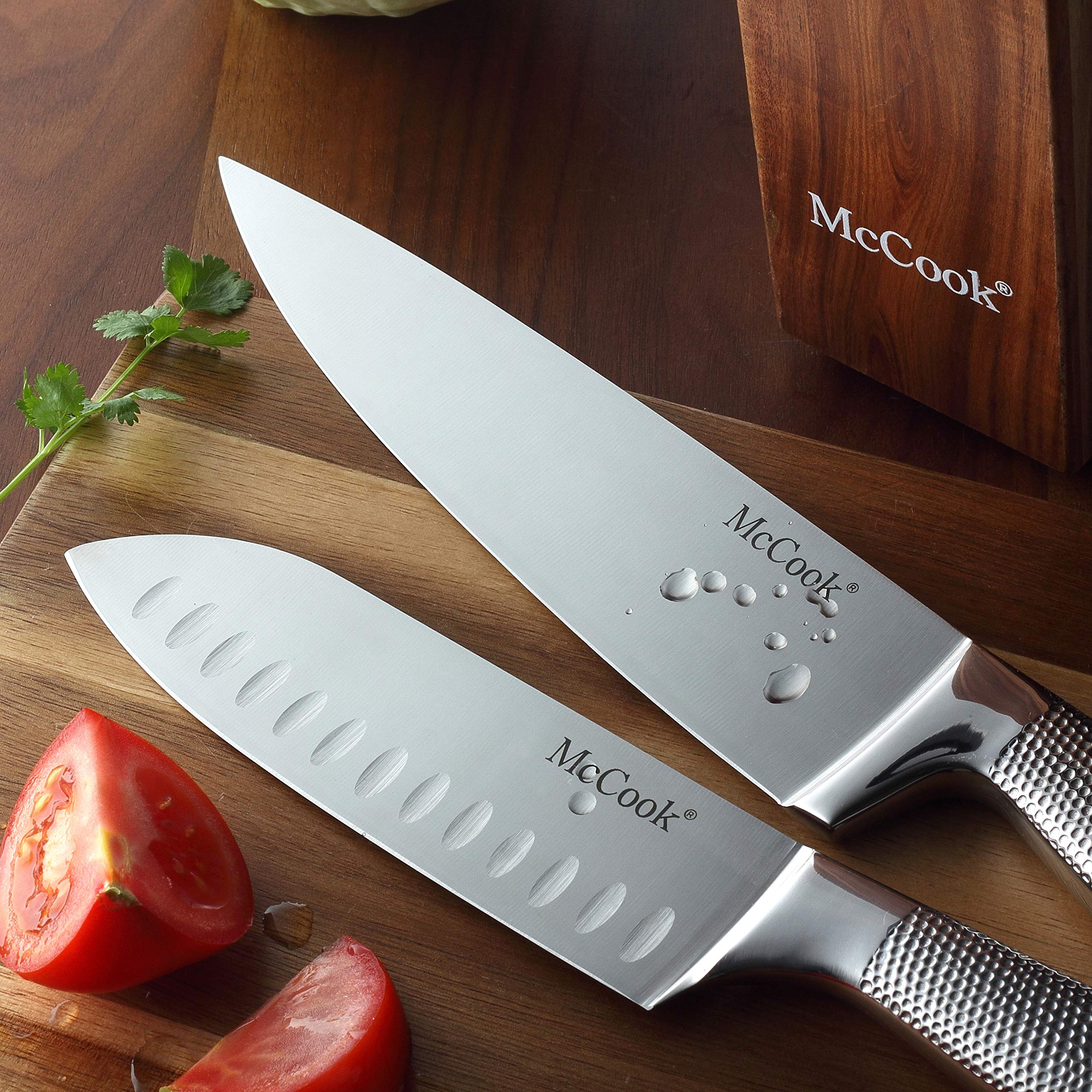 McCook chef knife slicing roast in use showing precise clean cuts for efficient prep