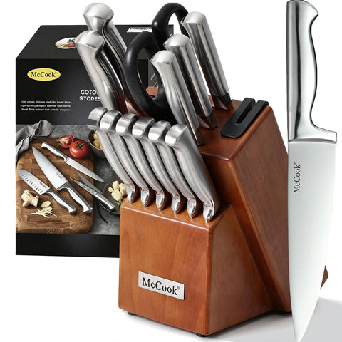 McCook knife set front view showing full block and tools, neat storage benefit