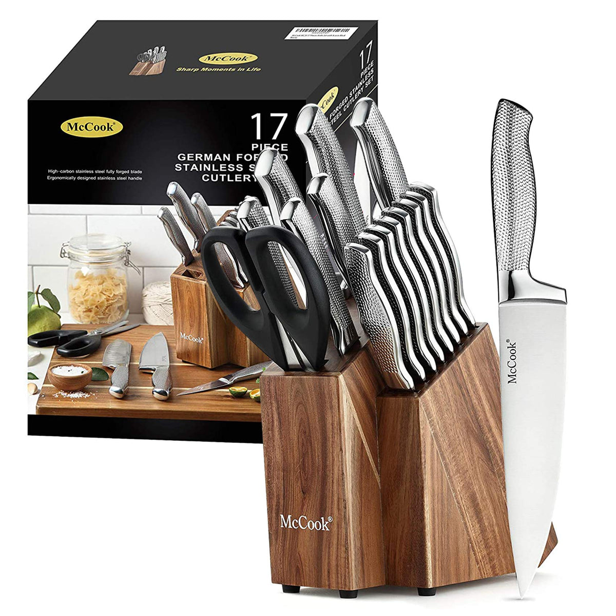 McCook knife set front view showing full kit and neat block — clear organization benefit