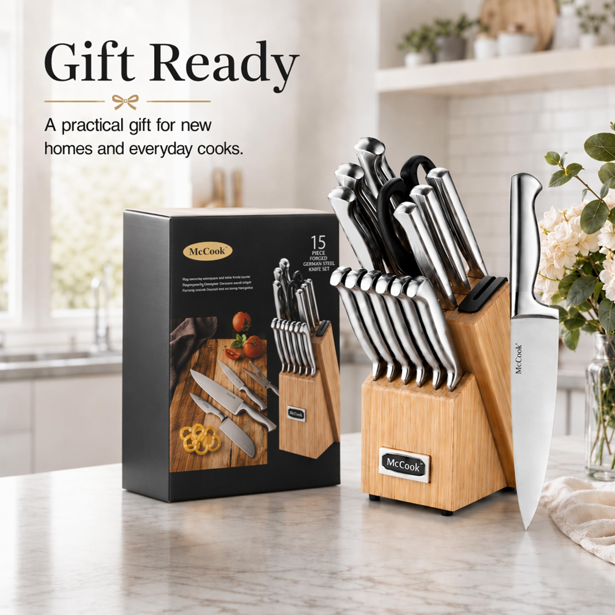 McCook knives in use slicing vegetables to show effortless food prep performance