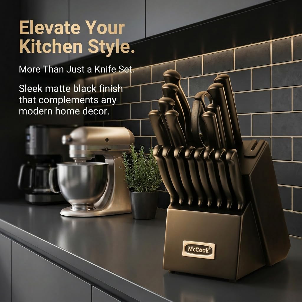 McCook scale comparison with utensils showing actual knife sizes for accurate selection