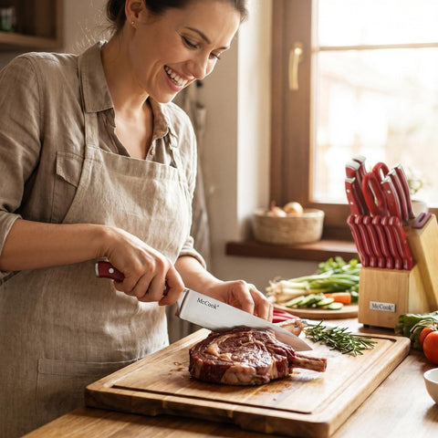 McCook steak knives and shears arrangement for serving, versatile utility benefit