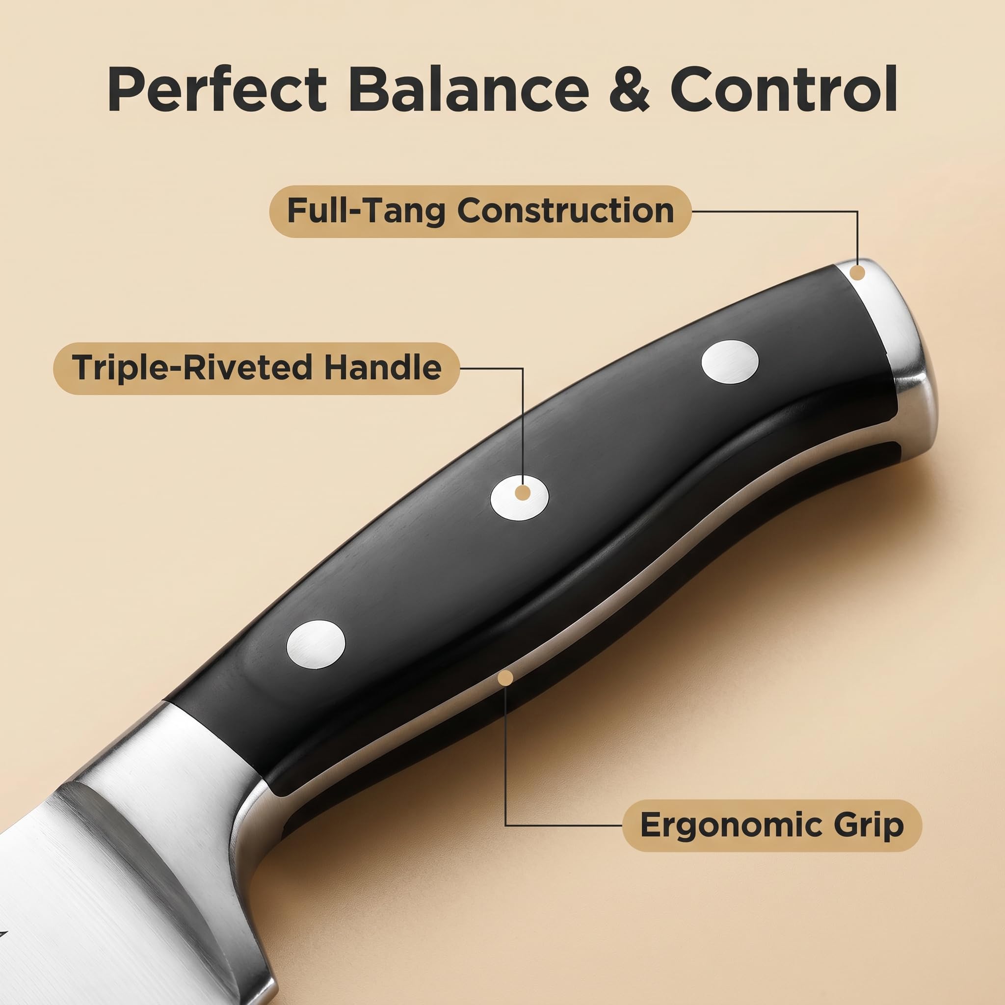 McCook steak knives and shears layout showing table-ready cutting and convenience
