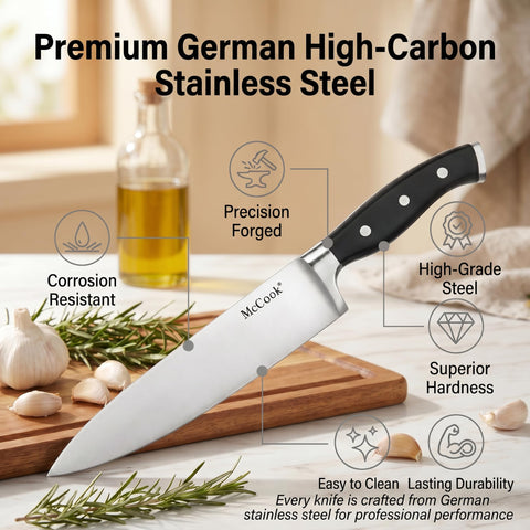 McCook serrated steak knives plated for table service and consistent slicing