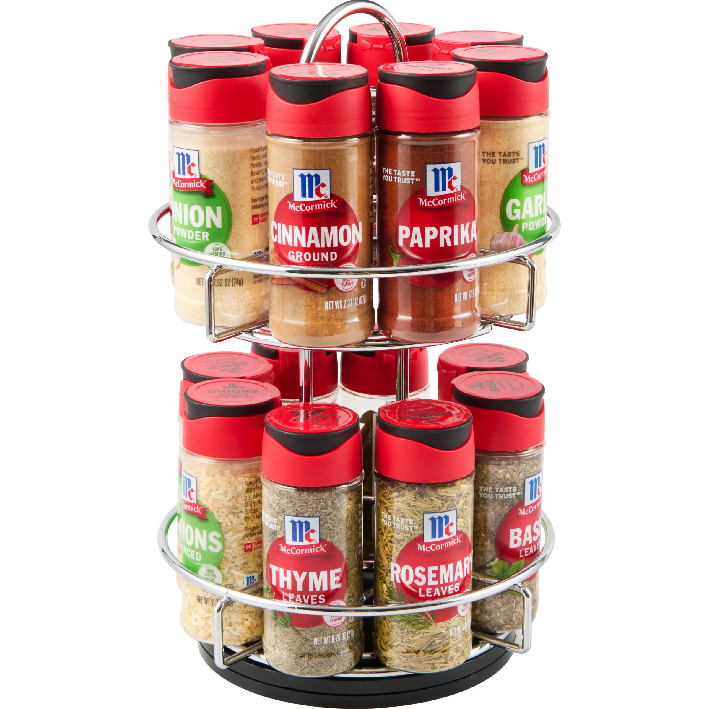 McCormick chrome rack front view showcasing organized spices and easy access