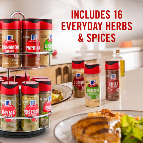 McCormick rack rotating action demonstrating quick 360-degree spice selection