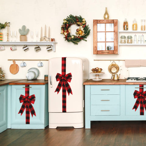 MCEAST entryway scene with bows on furniture creating cozy holiday feel