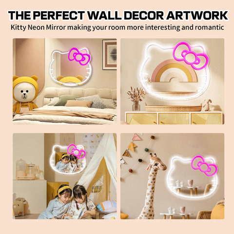 MCJSGSP bedroom scene displaying decorative neon mirror in use