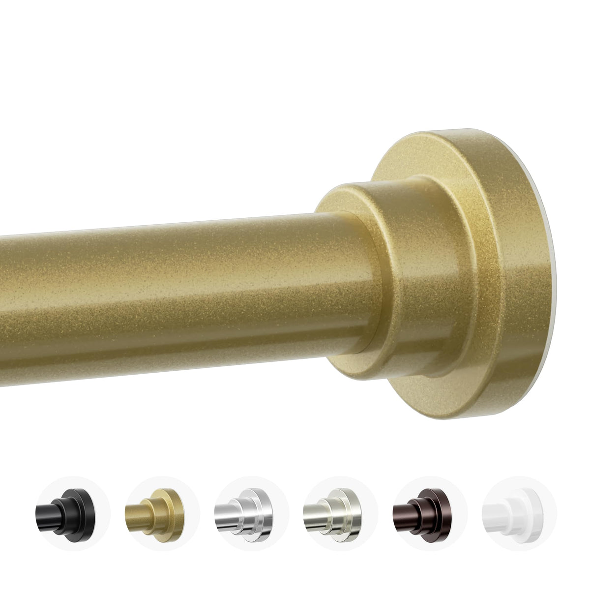Mcrbeay front view gold shower rod showing sturdy finish and elegant look