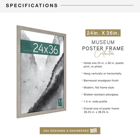MCS barnwood frame back with sawtooth hangers enables quick mounting