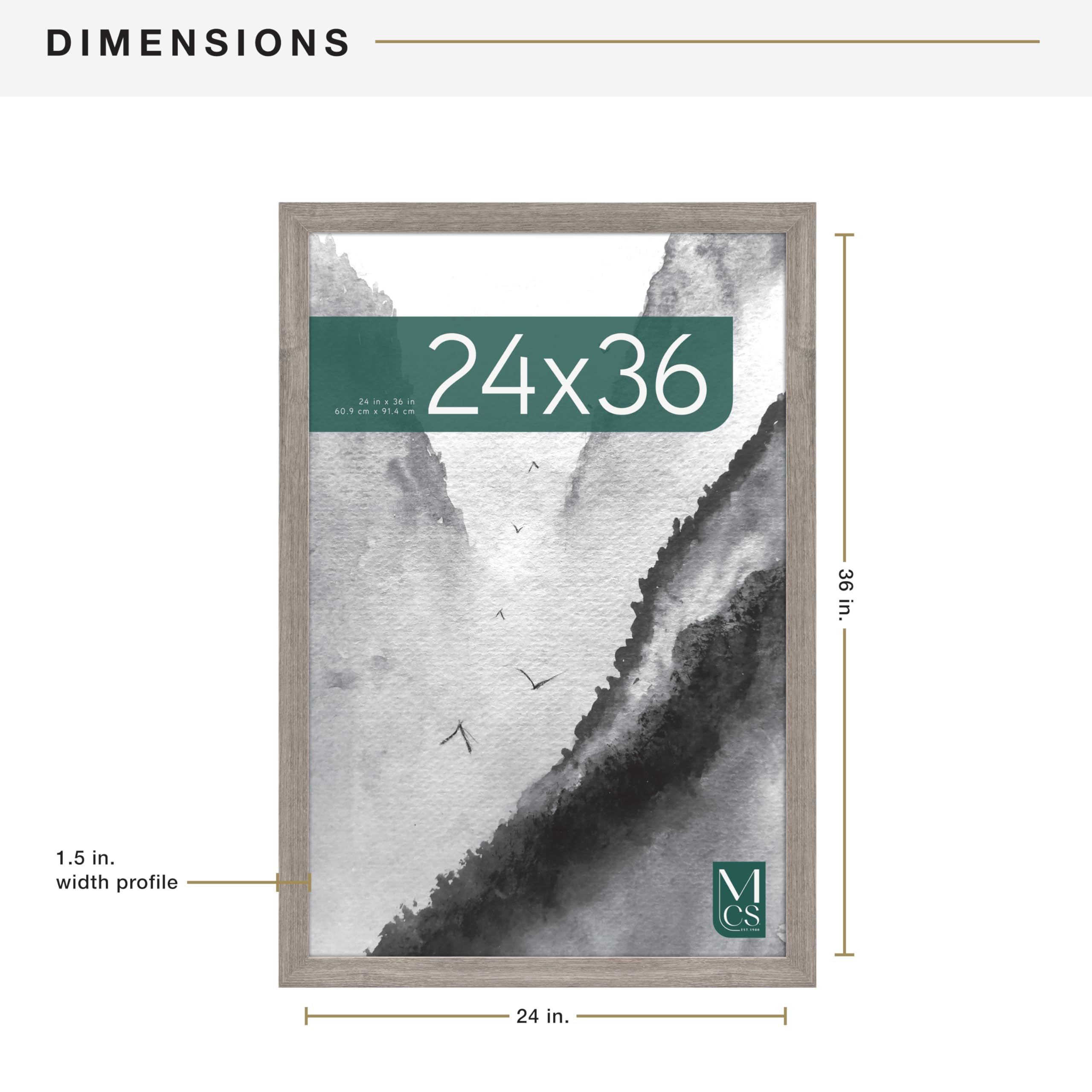 MCS barnwood frame holding a 24x36 poster demonstrates full fit