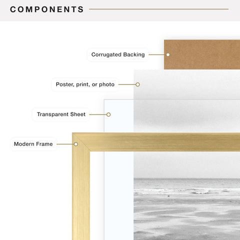 MCS brass frame gallery wall showing coordinated multi-frame styling benefit