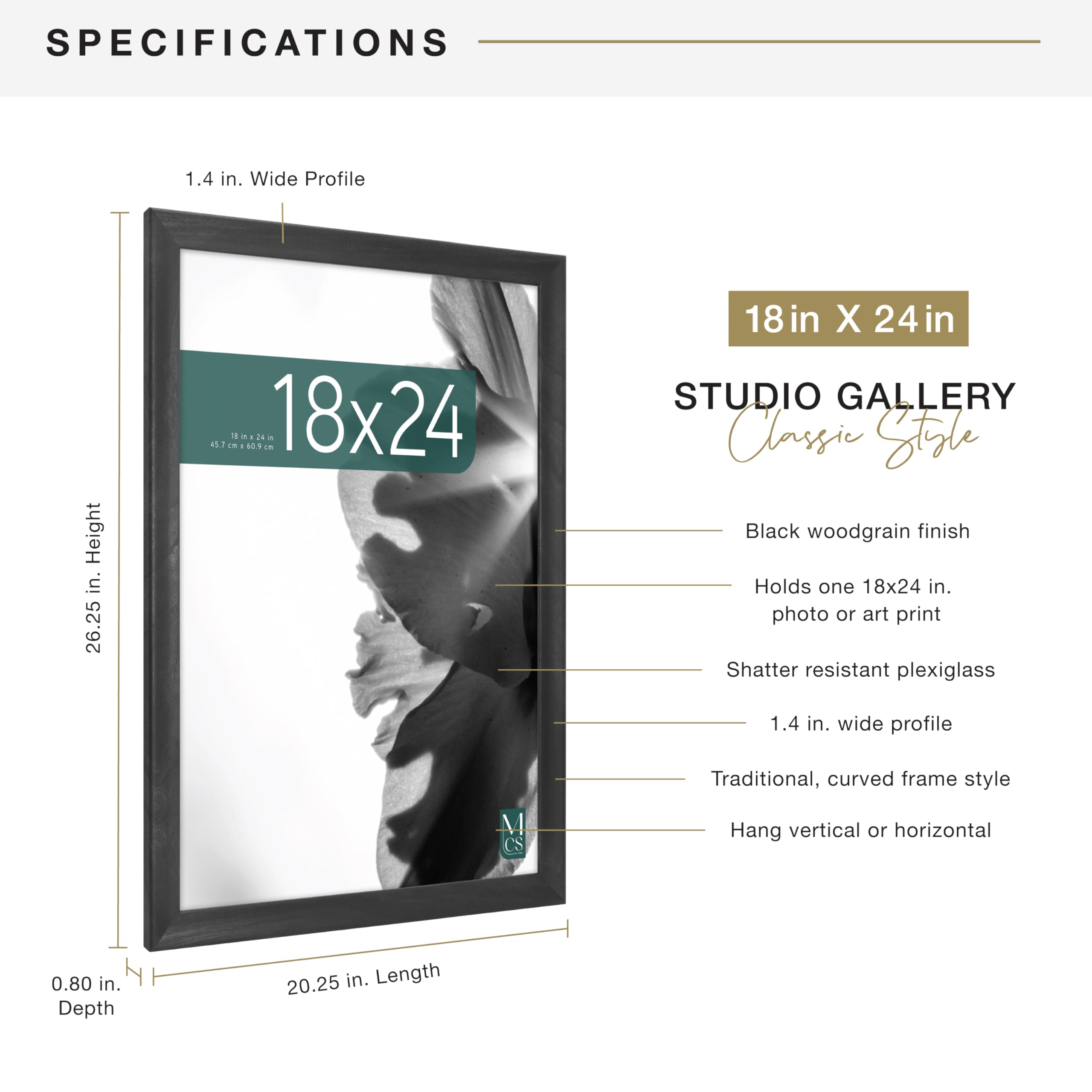 MCS clear plexi front detail protecting artwork while remaining lightweight