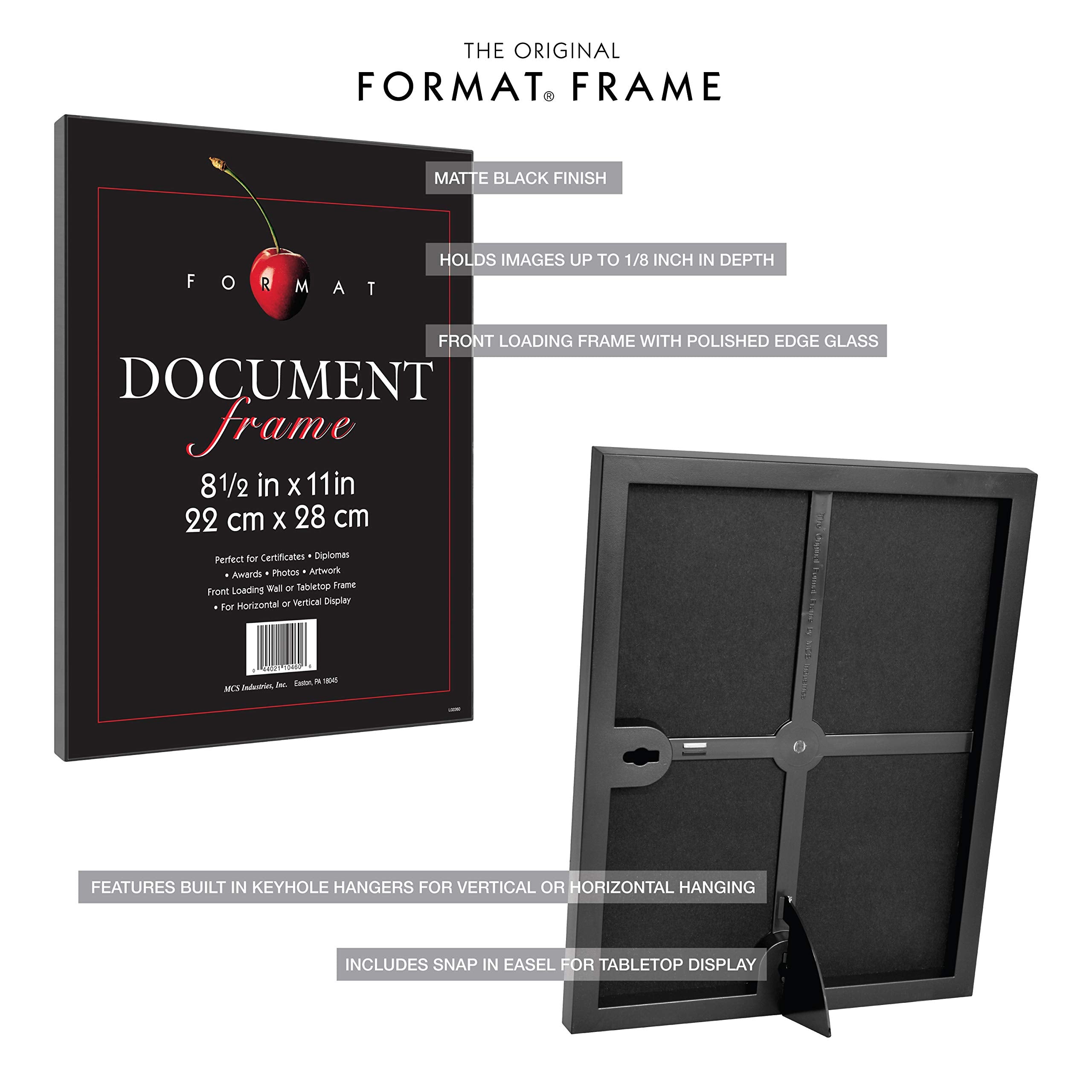 MCS format frame back showing keyhole hanger for easy wall mounting benefit