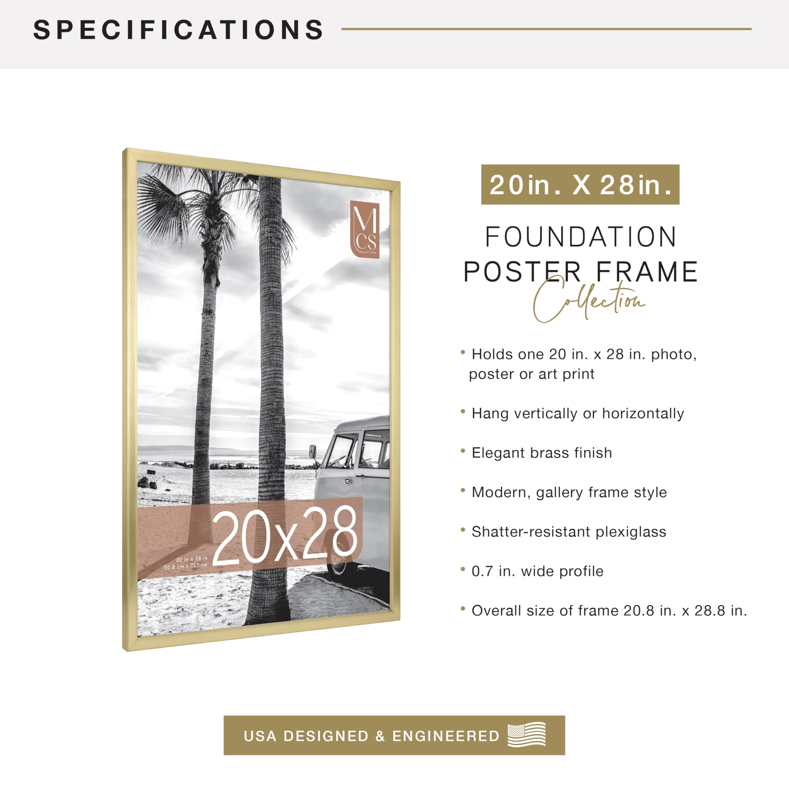 MCS frame holding a poster demonstrating snug fit and clean presentation