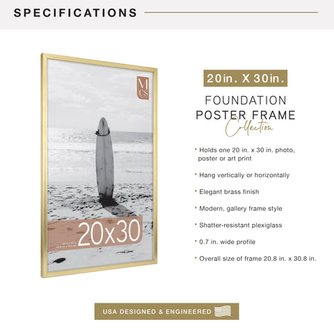 MCS brass frame back with MDF and sawtooth hangers for easy mounting