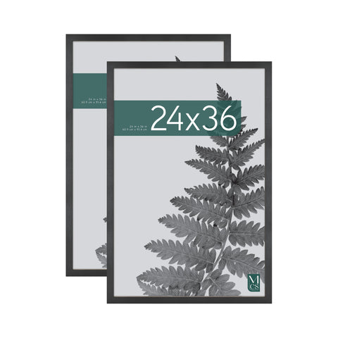 MCS front view of 24x36 frame showing sleek black woodgrain and clean poster display benefit