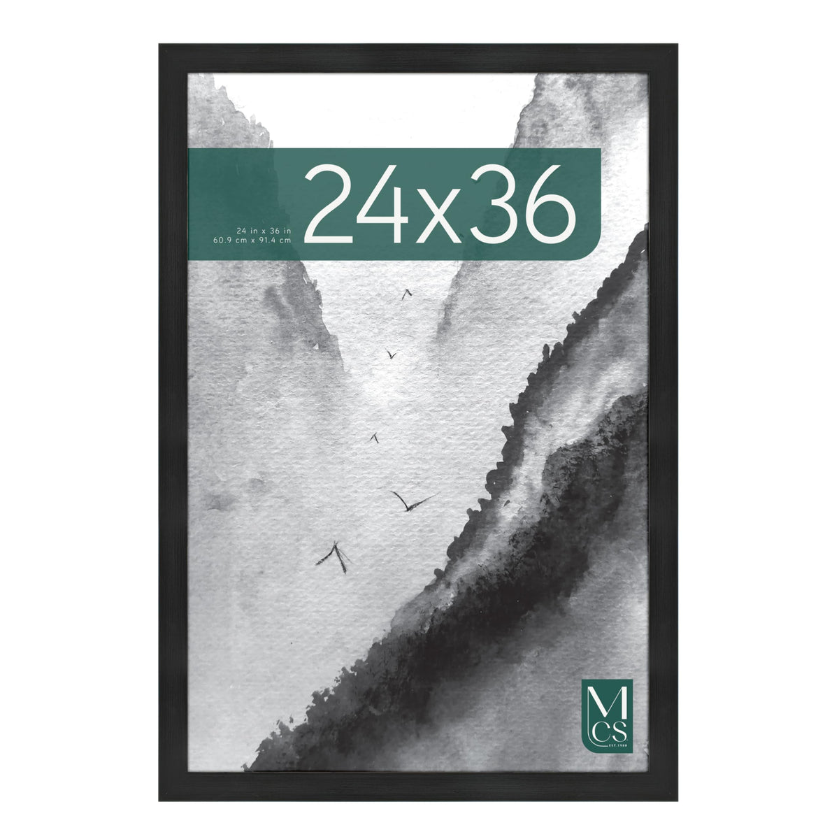 MCS front view of onyx 24x36 frame showing sleek profile and polished display benefit