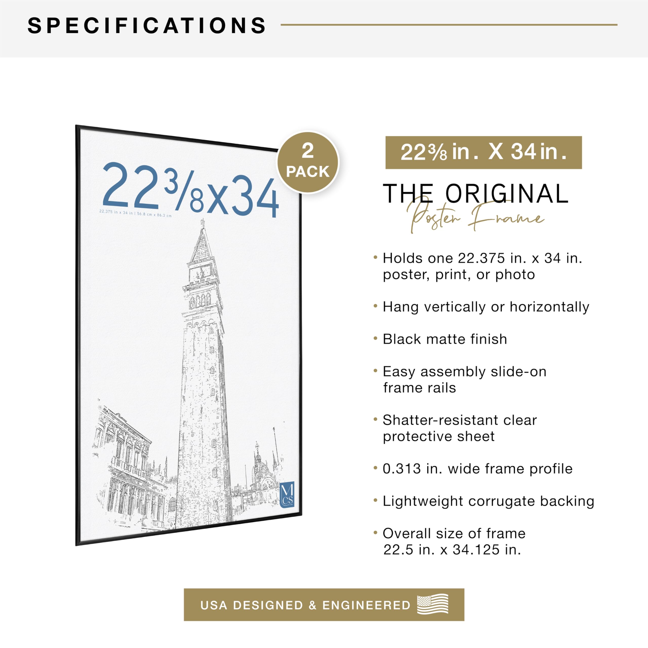 MCS frame clear styrene close-up protecting print and offering shatter-resistant benefit