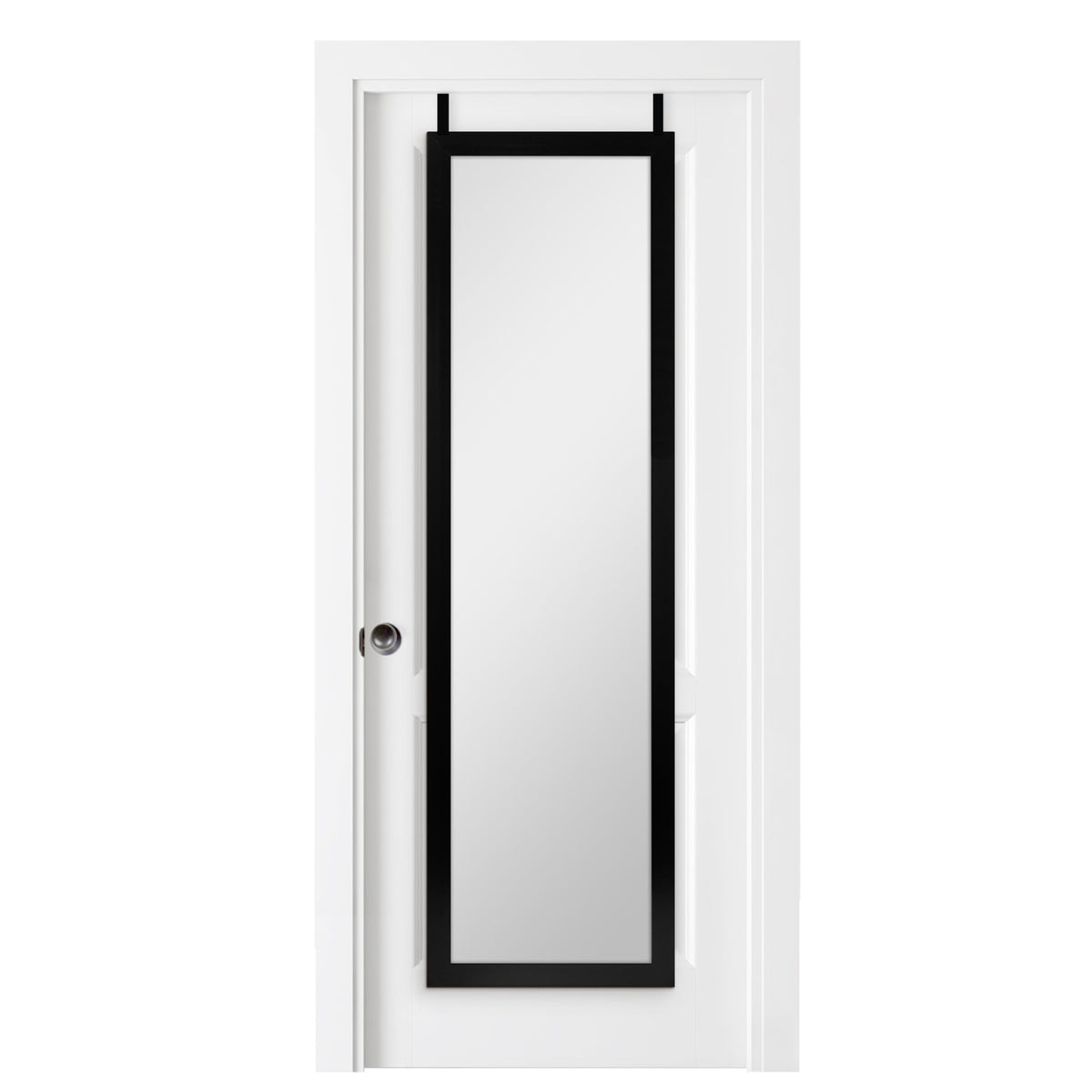 MCS mirror front view in black frame showing sleek profile and clear reflection