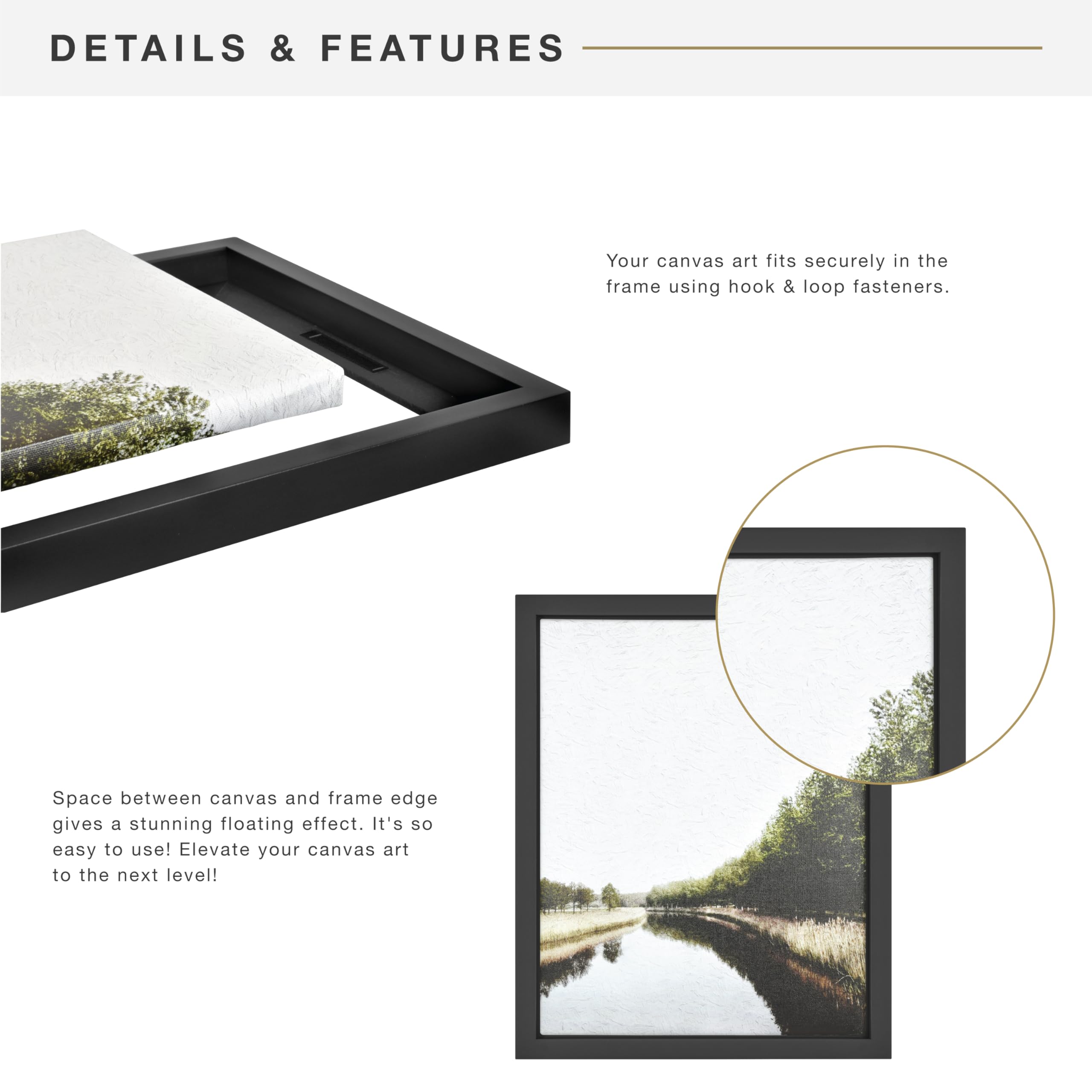 MCS packaged frame with label illustrating safe delivery and ready-to-hang